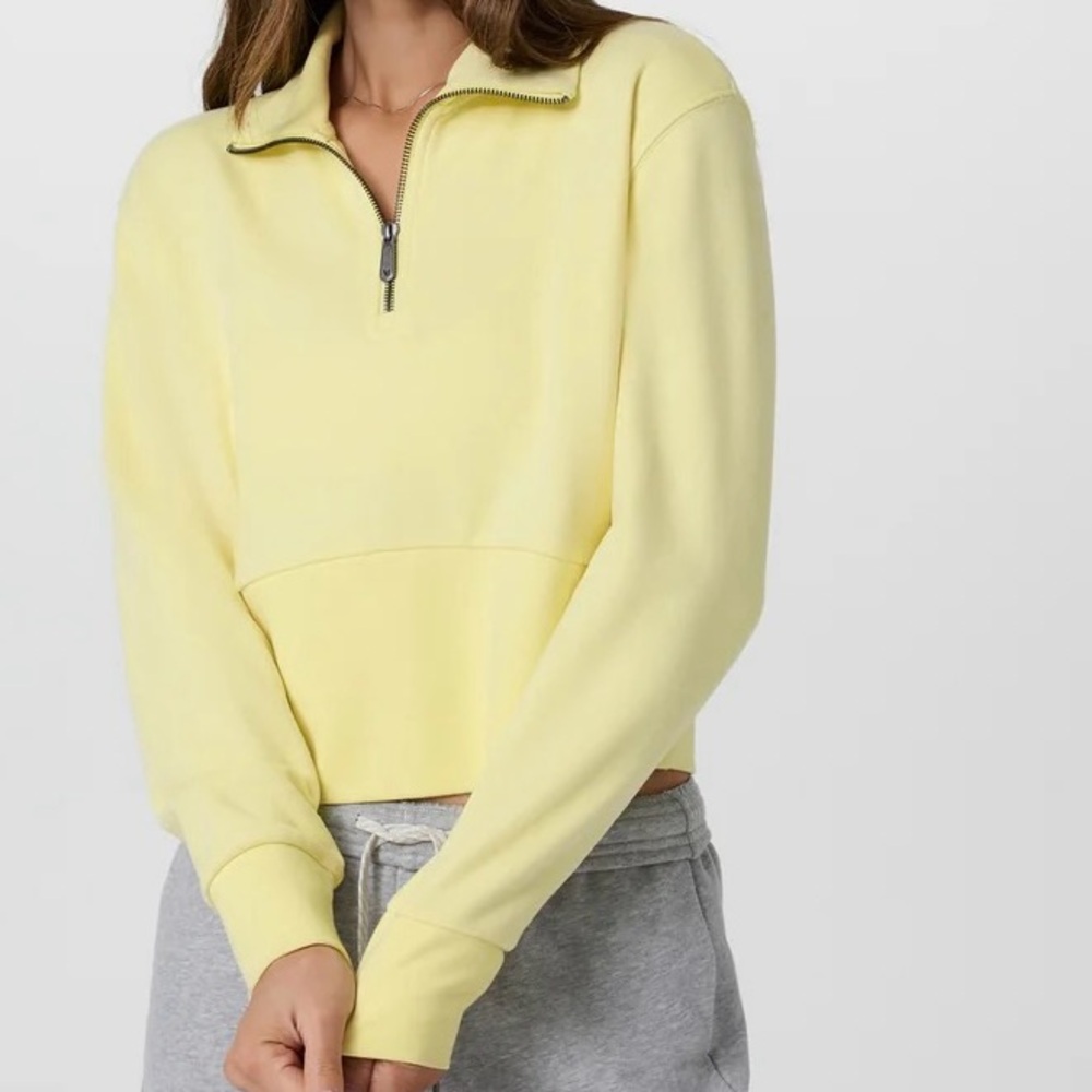 Vuori Sedona Sport Cropped Half Zip in Sunlight Yellow XL